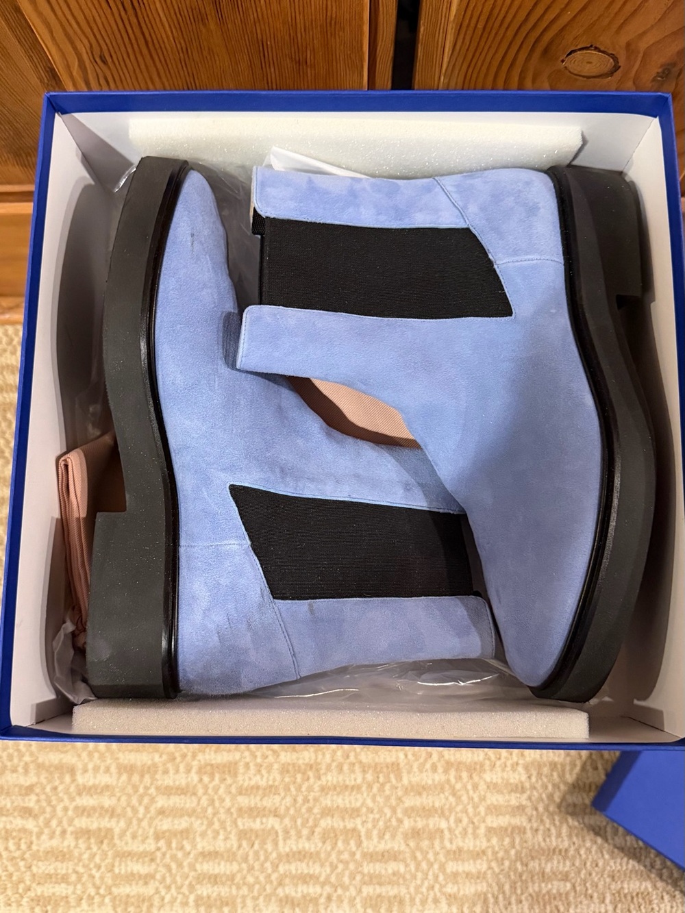 Light Periwinkle Blue Suede Chelsea Booties - Women Stuart Weitzman